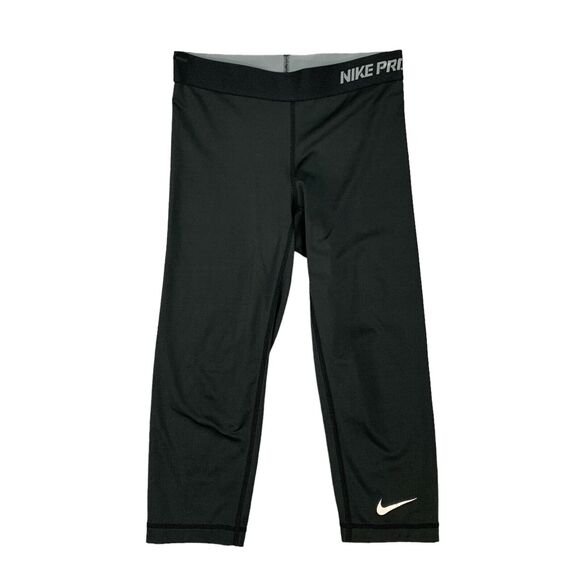 Nike PRO Tights Womens XS Extra Small Black Dri Fit Active Training Crop Capri - Picture 1 of 14
